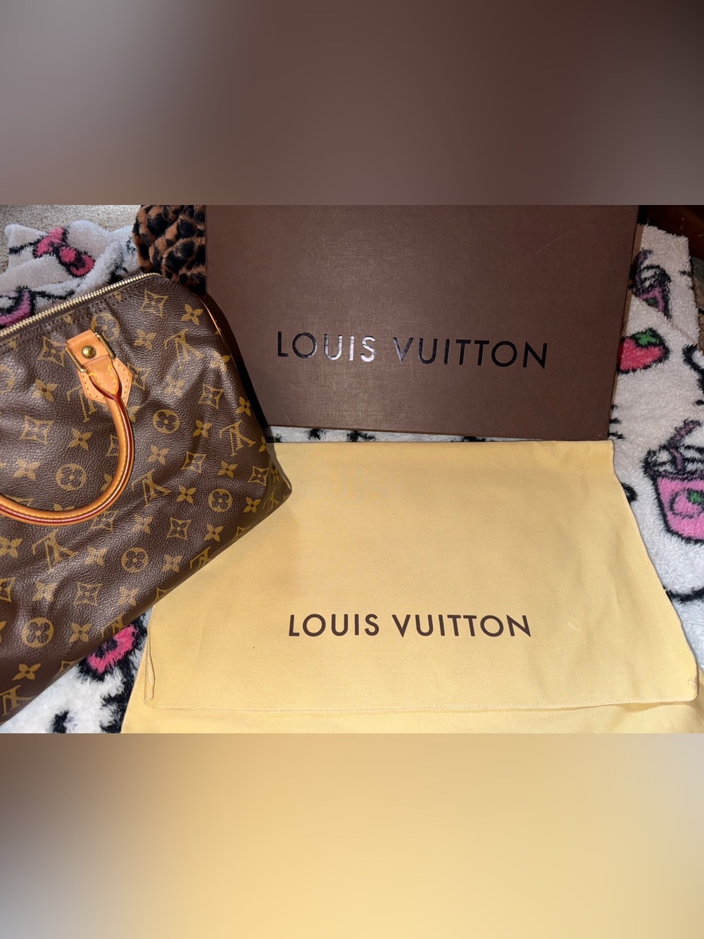 Louis Vuitton Monogram Canvas Clutch in Brown and Gold With Dust-bag + Lock &Key